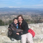 Reema and her son Luc enjoying views from Oppède Le Vieux in Provence - © ReemaFaris.com