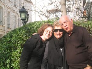 Reema shares a picture of her standing in the courtyard of the Hotel des Grandes Ecoles in Paris with her Mom and Dad - © ReemaFaris.com