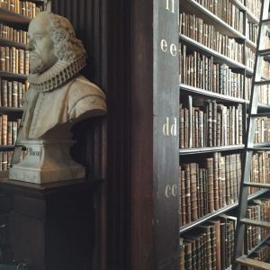 Books and more books - a detail from the Trinity College Library in Dublin.